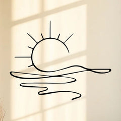 Minimalist Sunrise Wall Art - Modern Metal Iron Wall Decor, Abstract Sun Line Design For Home , Elegant Housewarming & Wedding Gift, Versatile For Living Room, Bedroom, Bathroom, Kitchen & Halloween