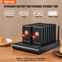 Restaurant Pager System, Wireless 500m Long Range Lineup Waiting Queue Signal, Guest Customer Calling Beepers With Vibration & Flashing, 16 Buzzers For Food Truck, Church, Nursery, Hospital