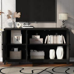 VIBE HAUS TV Stand For TVs Up To 65 Inches, Modern Entertainment Center Media Console Cabinet With 2 Spacious Storage Space, Solid Wood Legs For Living Room