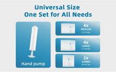 Eco-Friendly Clothes And Bedding Space-Saving Compression Bags, 4 Medium Bags, 4 Large Bags, 2 Extra Large Bags With Pump