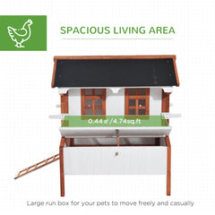 47" Chicken Coop Wooden Chicken House Rabbit Hutch Raised Poultry Cage Portable Hen Pen Backyard with Nesting Box and Handles