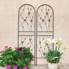 2 Pack Metal Garden Trellis 71" X 19.7" Rustproof Trellis For Climbing Plants Outdoor Flower Support Butterfly Deco Black
