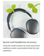 Cute Knitted Crochet Leaf Sprout,Lucky Handmade Multi-Functional Crochet Accessories, Ideal Bookmark For Bookworms, Funny Unique Headphone Cable Tie Gifts Accessory And Cable Tie