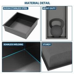 15 X 15 In Stainless Steel Shower Niche - Gunmetal Black, Waterproof, Easy Installation, Corrosion-Resistant