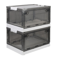 2 Packs Foldable Storage Bins Collapsible Storage Box Organizer Stackable Toy Container With Double Doors Top Lid Rolling Wheels For Clothes Toys Books