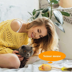 Interactive Cat Toys Mouse With LED Lights ForIndoor Cats USB Rechargeable Cat Mouse Toysfor Cats, Moving Automatic Chirping Squeakywith Feather Tail For All Breeds Cat Catnip Toys Forinteractive Toys