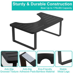 1Pc Wooden Metal Potty Stool 6.69in In Bathroom Toilet Stool For Children Rustproof Anti-Slip Poop Stool Black