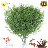 NOVWANG 60 Pieces Artificial Pine Branches, Artificial Cedar Stems And Artificial Snow Pine Branches For Christmas Decoration Christmas Picks For DIY Garland Craft Family Kitchen Holiday Decoration