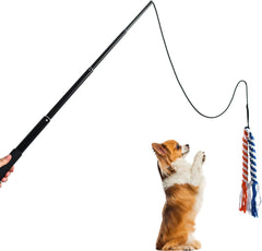 Dog Extendable Teaser Wand Pet Flirt Stick Pole Puppy Chasing Tail Interactive Toy For Small Medium Large Dogs Training Playing Exercise