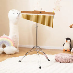 36-Tube Single-Row Wind Chime With Adjustable Tripod Stand, Portable Percussion Instrument For Church Band & Orchestra