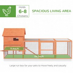 145" Wooden Chicken Coop with Run & Inner Hen House Space