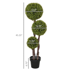 45.3 Artificial Ball Boxwood Topiary Tree Fake Plant In Pot For Indoor Outdoor Living Room Decoration Light Green