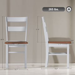 Farmhouse Dining Table Chairs, Set of 2 Rubber Wood Kitchen Table Chairs with Open Back for Living Room, Light Gray