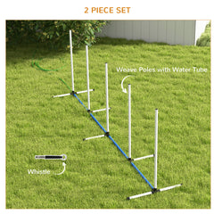 2pc Dog Agility Training Equipment Set with Spray Water Tube, White