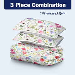 Red Floral Quilt 3 Pieces Microfiber Quilt Sets Lightweight Bedspreads Botanical Coverlets Quilt Bedding Set All Season Quilts Twin Full Queen King Size