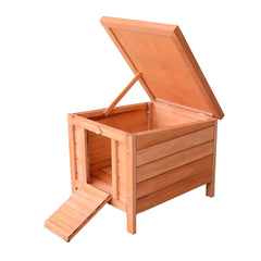 Small Wooden Rabbit Hutch Bunny Cage Guinea Pig Cage Duck House Dog House With Openable & Waterproof Roof, For Rabbits, Chickens, Ducks, Natural