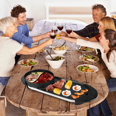 2200W 2 In 1 Electric Hot Pot With BBQ Grill Cooker Smokeless Non-Stick Korean BBQ Grill Shabu Shabu Hot Pot With Independent Temperature Control 5 Gears Firepower For 2-10 People