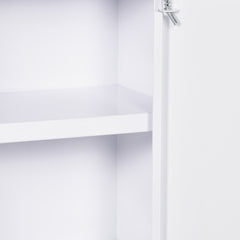 12" x 18" Lockable Medicine Cabinet, 3 Tier Steel Medical Wall Box with 2 Keys and Shelves for Bathroom, White