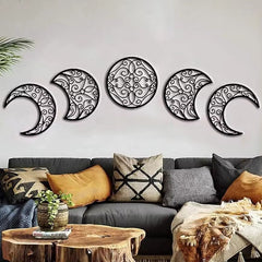 Crescent Moon Wall Art Set Of 5, Islamic Home Decor