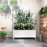 Outdoor Planter Box Galvanized Raised Garden Bed With Trellis For Climbing Vines