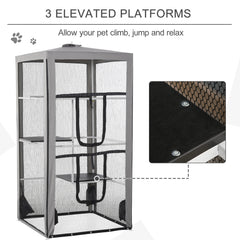 H Cat House Kitten Enclosure Playpen Frame with 3 Platforms
