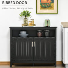 Sideboard Buffet Cabinet, Coffee Bar Cabinet with 2 Doors and Adjustable Shelves, Console Table for Kitchen Entryway Living Room, Black