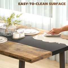 Industrial Kitchen Table for 8 People, 70.9" Long Dining Table with Large Tabletop and Steel Legs for Dining Room, Brown