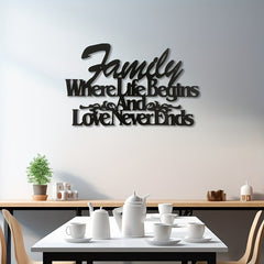 Where Life Begins, Love Never Ends Vintage Metal Wall Sign