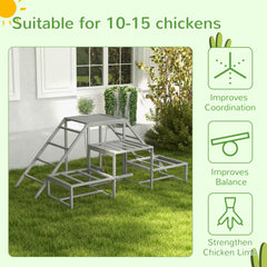 Chicken Roost Toys for Chickens Hens, Coop Accessories with Wood Stand, Ladder Platforms, for 10-15 Chickens