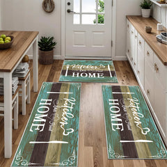 Boho Kitchen Rug Sets 3 Pieces, Washable Kitchen Mats For Floor, Non Slip Soft Kitchen Area Rug Floor Mat For Kitchen, Laundry Room And Hallway Teal, 20''X32'' 20''X48'' 20''X60''