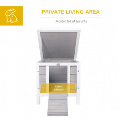 Small Wooden Rabbit Hutch Bunny Cage Guinea Pig Cage Duck House Dog House With Openable & Waterproof Roof, For Rabbits, Chickens, Ducks, Gray