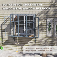 Catio Outdoor, Window Catio for 2-3 Large Indoor Cats w/ 2 Jumping Platforms, Scratching Post, for Playing, Napping