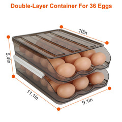 Egg Container Holder For Refrigerator Double Layer Egg Storage Box With Lid Automatic Rolling Egg Box Organizer Bin Tray Rack 36 Eggs