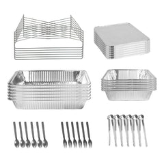 42Pcs Serve 6 Guests Disposable Chafing Dish Buffet Set Chafing Servers With Covers Spoons Forks Tongs Full-Size Pans Food Warmers For Parties Events Catering Supplies With Utensils And Lids
