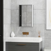 Bathroom Mirrored Cabinet, Vertical 16" x 24" Stainless Steel Frame Medicine Cabinet, Wall-Mounted Storage Organizer with Single Door