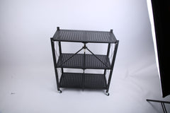 1Pc 3Tier Foldable Storage Shelf With Lockable Wheels No Assembly Rolling Utility Shelf Heavy Duty Collapsible Organizer Rack For Kitchen Living Room Basement Pantry Bedroom