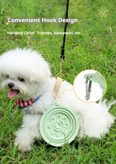 3-in-1 Pet Travel Collapsible Bowl Foldable Slow-Feeder With Strong Suction Cups Portable Silicone Dog Bowl With Hook For Hanging On Collar-Backpack
