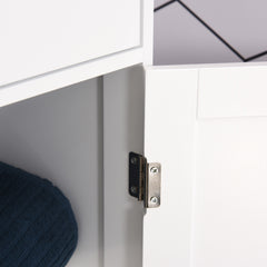 Slim Bathroom Storage Cabinet, Tall Bathroom Cabinet, Narrow Linen Tower with Acrylic Door, Drawer and Shelves, White