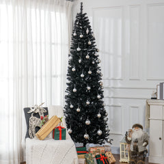 8 FT Artificial Christmas Tree Pencil Xmas Tree with Stand, 1168 Tips, Holiday Home Indoor Decoration for Party, Black