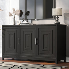 VIBE HAUS TV Stand For TVs Up To 65 Inches, Modern Entertainment Center Media Console Cabinet With 2 Spacious Storage Space, Solid Wood Legs For Living Room