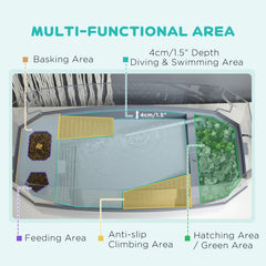PawHut Turtle Tank Kit, Turtle Aquarium With Basking Platform, Water Pump, Filter Layer Design, Full View Visually Reptile Habitat, Easy To Clean And Change Water, Multi Functional Area