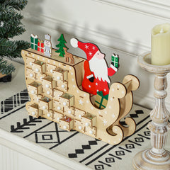 Wooden Christmas Advent Calendar with 24 Countdown Drawers, Reusable Holiday Decor Xmas Gift for Kids Adults, Natural