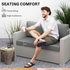 2 Seat Patio Furniture Cushions, 46x26x5 In, Thick Outdoor Loveseat Cushion Set With Removable Cover, Fade-Resistant Replacement Cushions For Outdoor Furniture, Couch, Bench, Swing, Gray