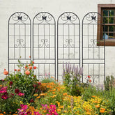 4 Pack Metal Garden Trellis 86.7" X 19.7" Rustproof Trellis For Climbing Plants Outdoor Flower Support Black