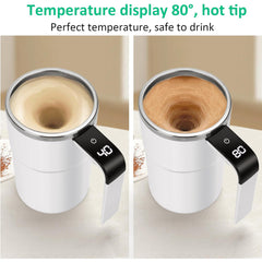 12oz Self Stirring Mug, Auto Magnetic Coffee Mug With LED Display Temperature, Rechargeable Automatic Stirring Cup