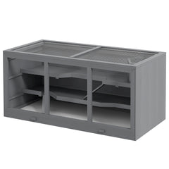 Extra Large Wooden Hamster Cage with Opening Roof, Hut, Ramps, Gray