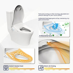 Smart Toilet With Side Knob Adjustable Heated Seat, Water Temperature And Pressure Adjustment Function, Portable Toilet With Automatic Nozzle Cleaning Function, Cannot Be Shipped On Weekends