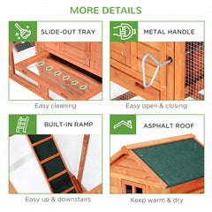 124" Dual Chicken Coop Wooden Large Chicken House Rabbit Hutch Hen Poultry Cage Backyard with Outdoor Ramps and Nesting Boxes