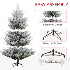 HOMCOM 7.5 Foot Artificial Christmas Tree, Pine Hinged Xmas Tree With 1218 Realistic Branches, Steel Base, Auto Open, Green