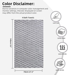 Luxury Microfiber Bath Towels 4-Pack 8X Absorbent Quick-Dry 27.5x55in Ultra Lightweight & Hypoallergenic For Spa Gym Travel Super Soft Bath Sheets Set Mixed Color